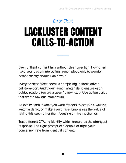 Error Eight - practice sample from 12 Costly Content Errors That Kill Launch Success