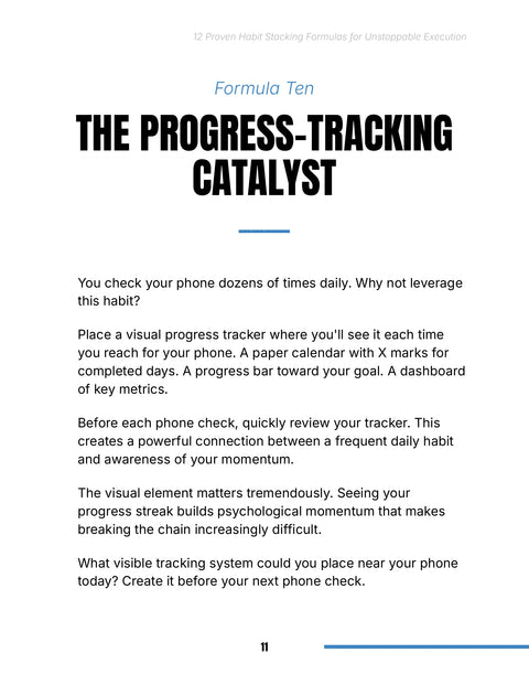 THE PROGRESS-TRACKING CATALYST - practice sample from 12 Proven Habit Stacking Formulas for Unstoppable Execution