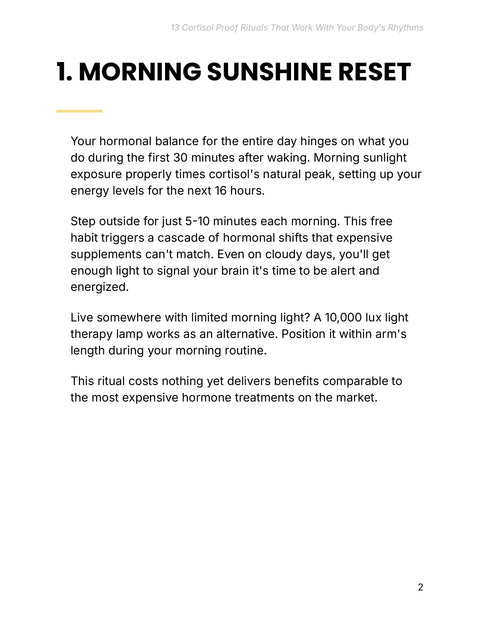 Morning Sunshine Reset - understand sample from 13 Cortisol Proof Rituals that Work with Your Body's Rhythms