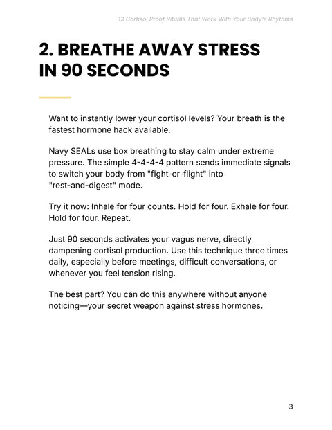 Breathe Away Stress - practice sample from 13 Cortisol Proof Rituals that Work with Your Body's Rhythms