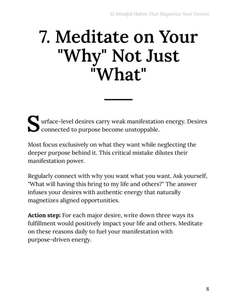 Connect Desired Outcomes to Purpose - understand sample from 13 Mindful Habits That Magnetize Your Desires