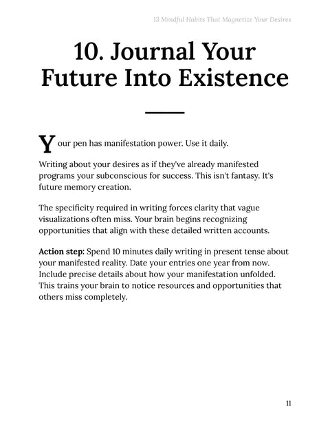 Write a Detailed Future Journal - practice sample from 13 Mindful Habits That Magnetize Your Desires