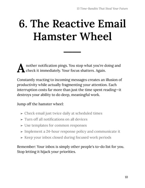 6. The Reactive Email - practice sample from 13 Time-Bandits That Steal Your Future