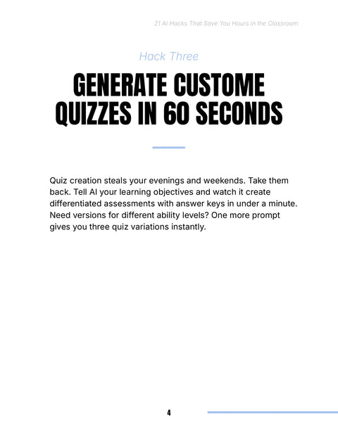 Generate Custom Quizzes - practice sample from 21 AI Hacks That Save You Hours in the Classroom