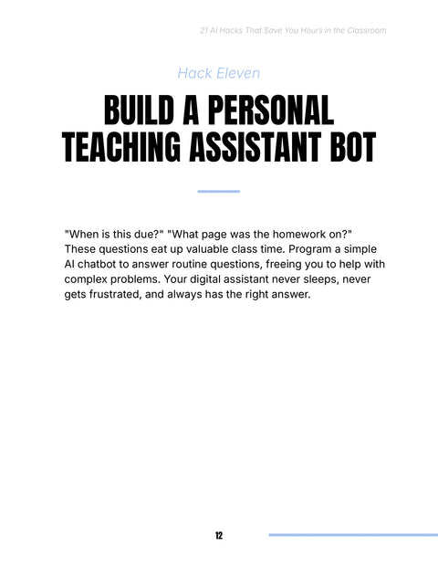 Build a Personal Teaching Assistant Bot - act sample from 21 AI Hacks That Save You Hours in the Classroom