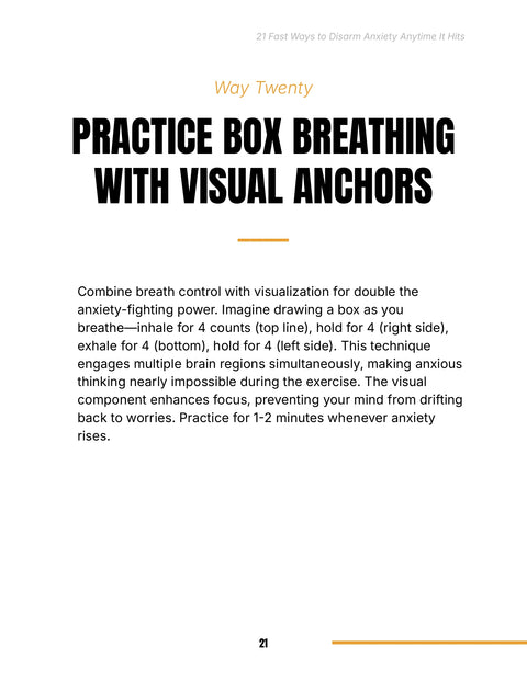 PRACTICE BOX BREATHING WITH VISUAL ANCHORS - practice sample from 21 Fast Ways to Disarm Anxiety Anytime It Hits