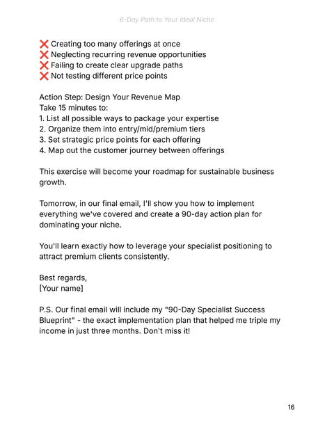 Design Your Revenue Map - act sample from 6-Day Path to Your Ideal Niche