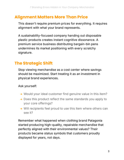 Align Merchandise with Brand Values - understand sample from 7 Branding Errors Hidden in Your Company Merchandise