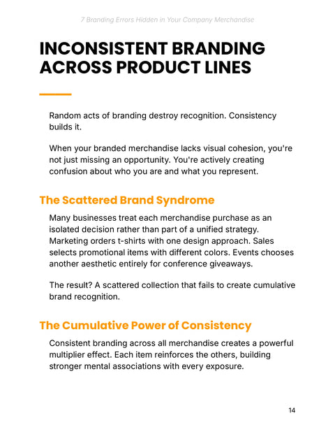 Consistent Branding across Product Lines - framework sample from 7 Branding Errors Hidden in Your Company Merchandise