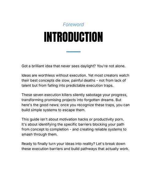 INTRODUCTION - understand sample from 7 Execution Killers That Derail Your Best Ideas