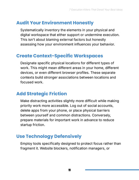 Audit Your Environment Honestly - practice sample from 7 Execution Killers That Derail Your Best Ideas