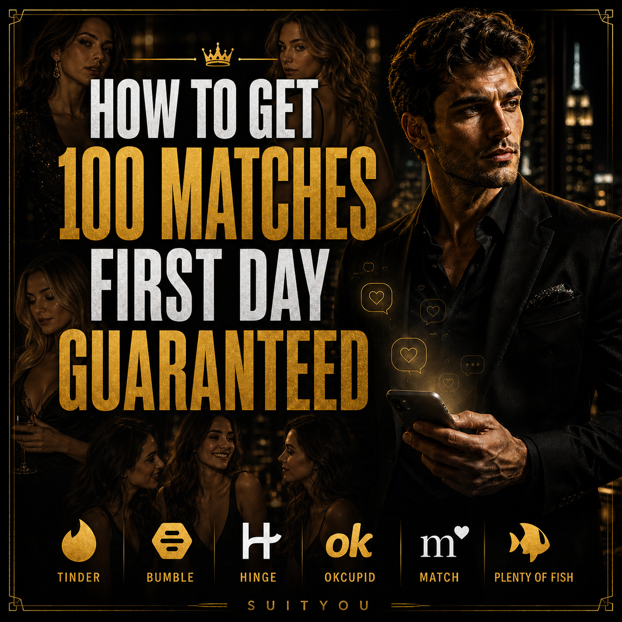 How To Get 100 Matches First Day Guaranteed - SuitYou dating confidence resource