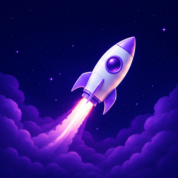 Purple rocket launching toward new skills