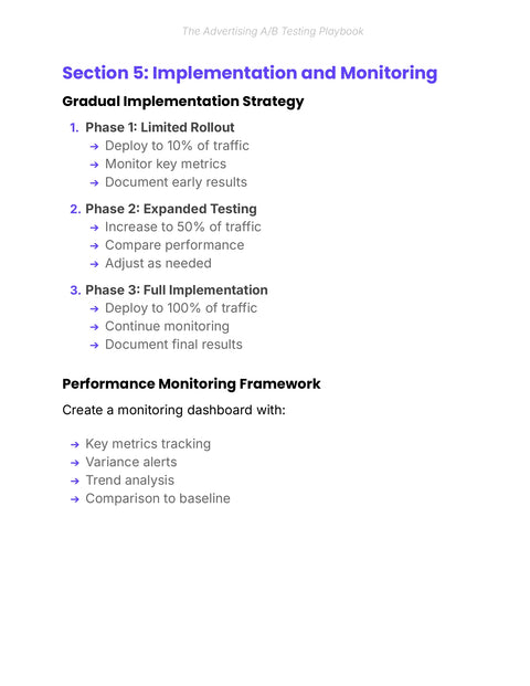 Section 5: Implementation and Monitoring - act sample from Ad Copy A/B Testing