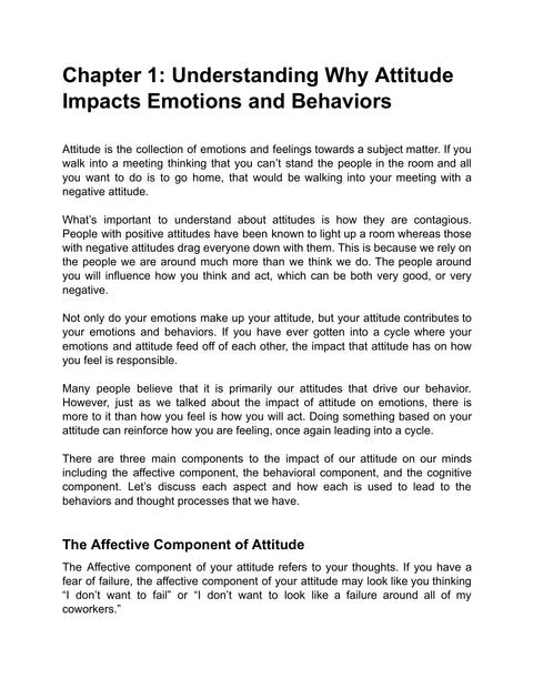 The Affective Component of Attitude - understand sample from Attitude Is Key
