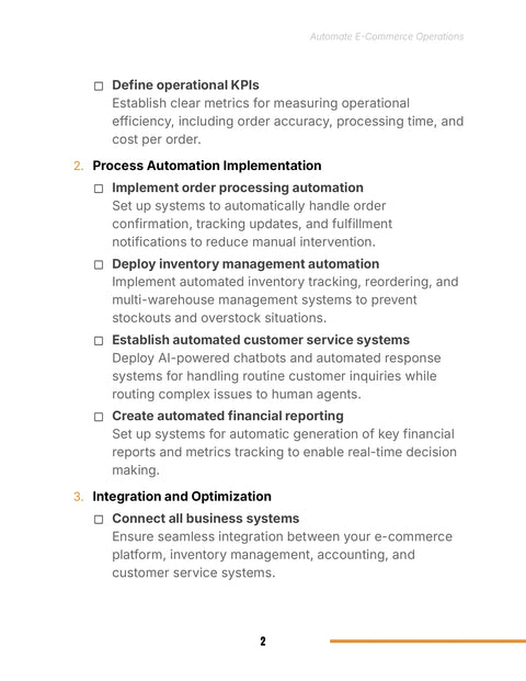 Automate and Integrate Core Processes - framework sample from Automate E-Commerce Operations