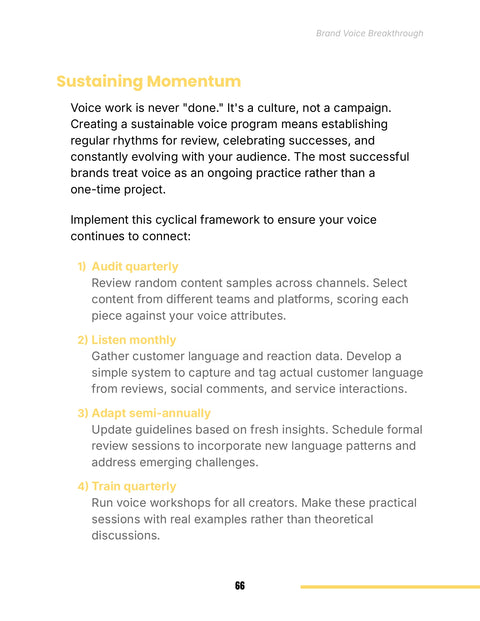 1) Audit quarterly - practice sample from Brand Voice Breakthrough
