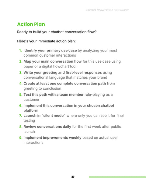 Action Plan - act sample from Chatbot Conversation Flow Builder - Guide