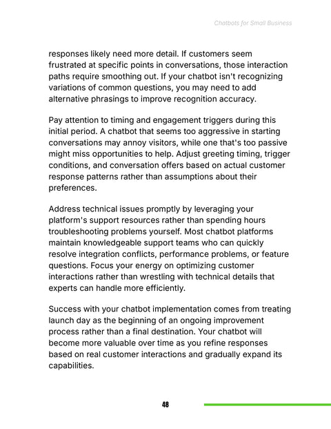 Refine Conversations after Launch - act sample from Chatbots for Small Businesses