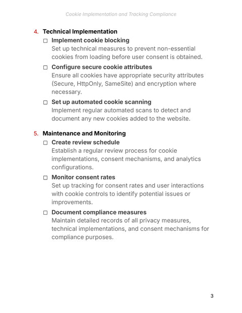 Check Technical Controls - practice sample from Cookie Implementation and Tracking Compliance