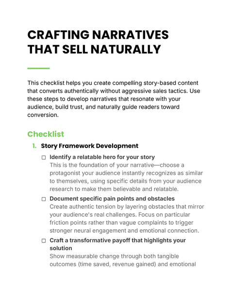 Define the Hero, Pain and Payoff - understand sample from Crafting Narratives That Sell Naturally