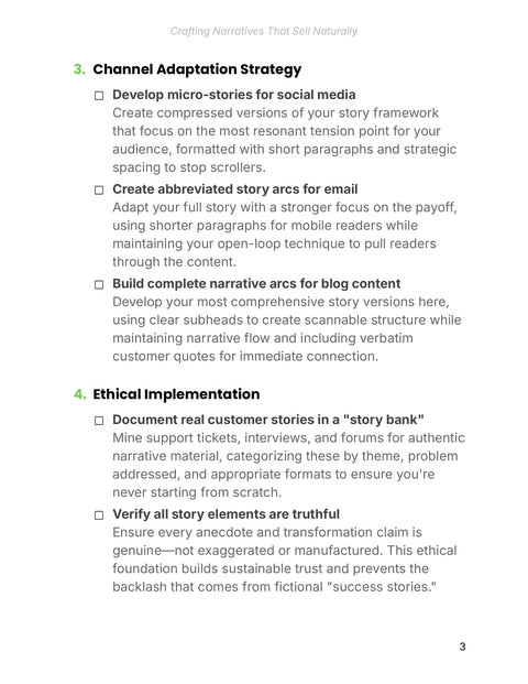 Adapt Real Stories across Channels - practice sample from Crafting Narratives That Sell Naturally