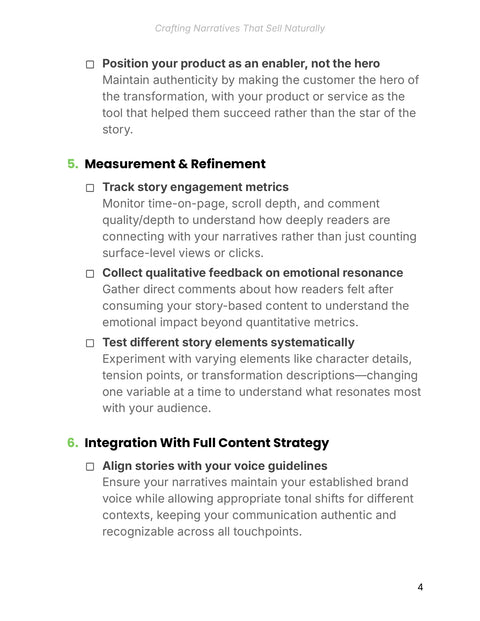 Measure and Integrate Narratives - act sample from Crafting Narratives That Sell Naturally
