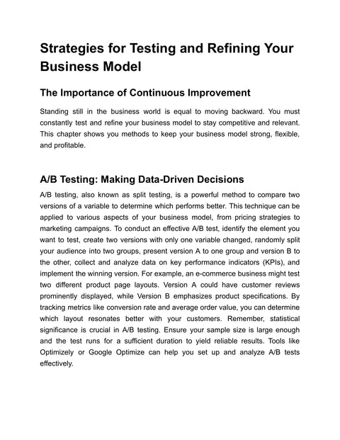 Test Business Model Decisions - practice sample from Designing a Profitable Business Model - Ebook