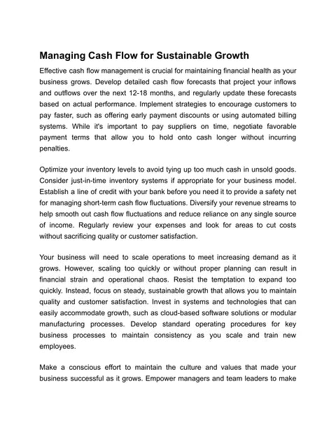 Manage Cash Flow while Growing - act sample from Designing a Profitable Business Model - Ebook