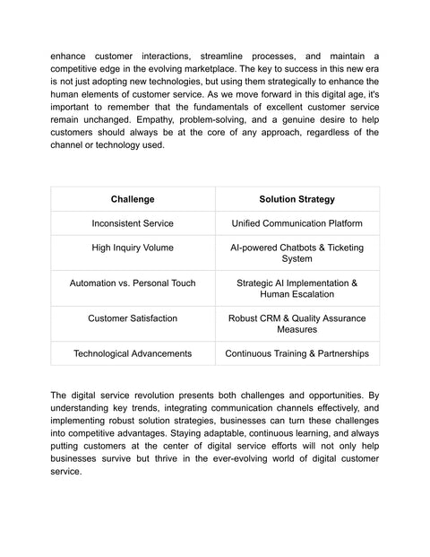 Match Service Challenges to Solutions - framework sample from Digital Customer Service Excellence - Ebook