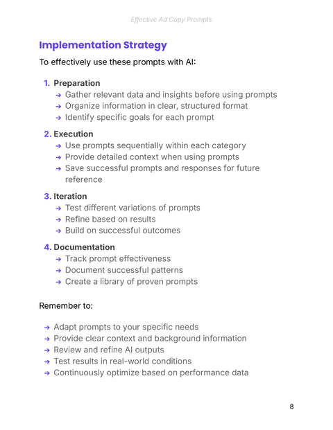 Implementation Strategy - act sample from Effective Ad Copy Prompts