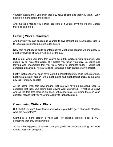 Start Work through a Creative Block - practice sample from Efficient Home Work