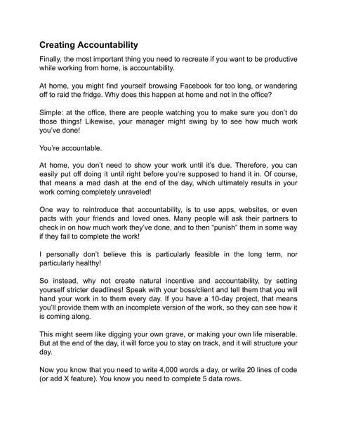 Create Accountability - act sample from Efficient Home Work