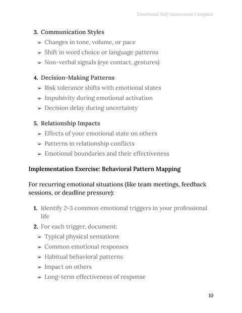 4. Decision-Making Patterns - framework sample from Emotional Self-Awareness Compass
