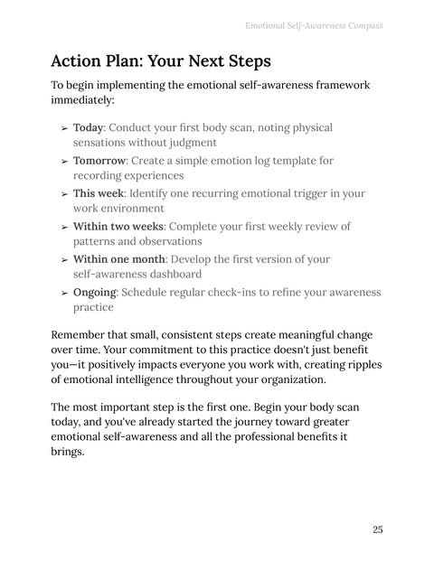 Action Plan: Your Next Steps - act sample from Emotional Self-Awareness Compass