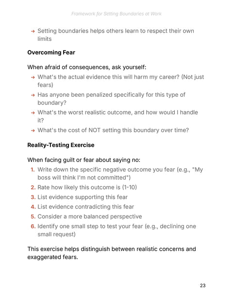 Reality-Testing Exercise - practice sample from Framework for Setting Boundaries at Work