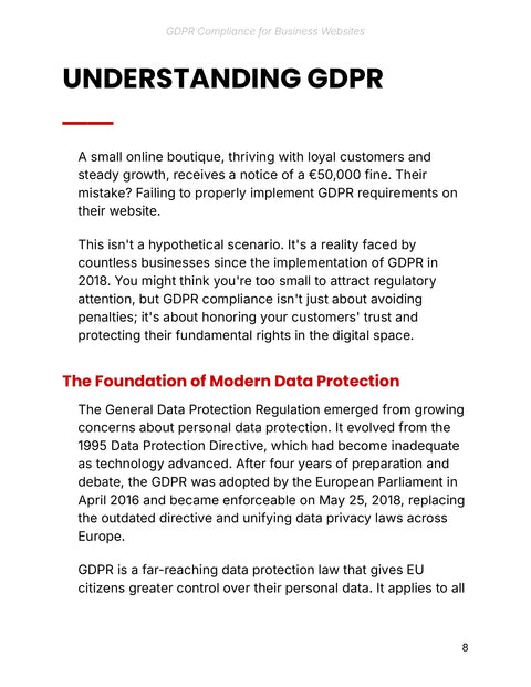 UNDERSTANDING GDPR - understand sample from GDPR Compliance for Business Websites