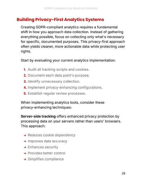 Building Privacy-First Analytics Systems - framework sample from GDPR Compliance for Business Websites