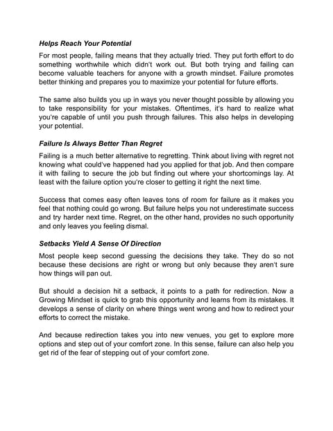 Helps Reach Your Potential - framework sample from Growing Mindset
