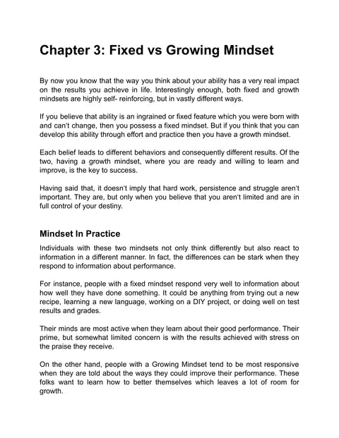 Mindset In Practice - practice sample from Growing Mindset