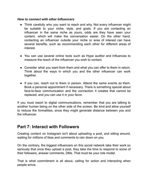 Plan Creator Collaborations - practice sample from How To Become a Successful Influencer
