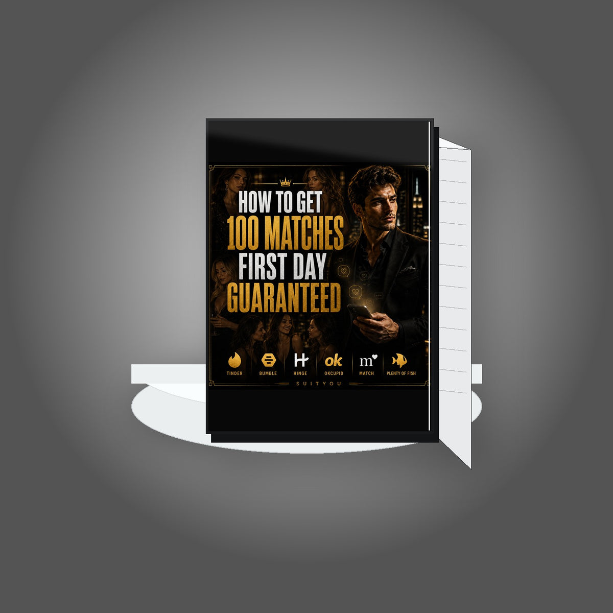 SuitYou Men book mockup - How To Get 100 Matches First Day Guaranteed