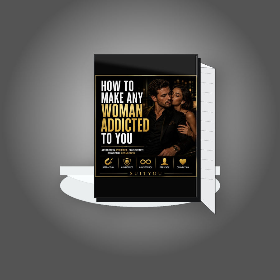 SuitYou Men book mockup - How To Make Any Woman Addicted To You