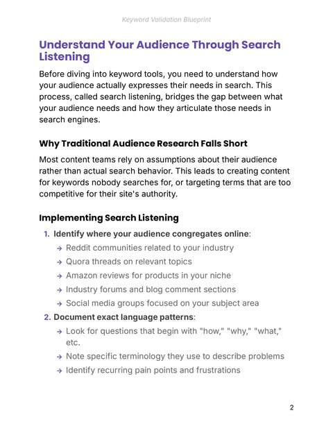 Understand Your Audience Through Search Listening - understand sample from Keyword Validation Blueprint