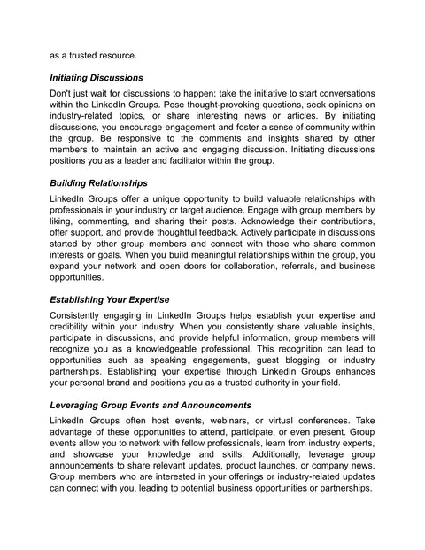 Start Useful Group Discussions - practice sample from LinkedIn Marketing School