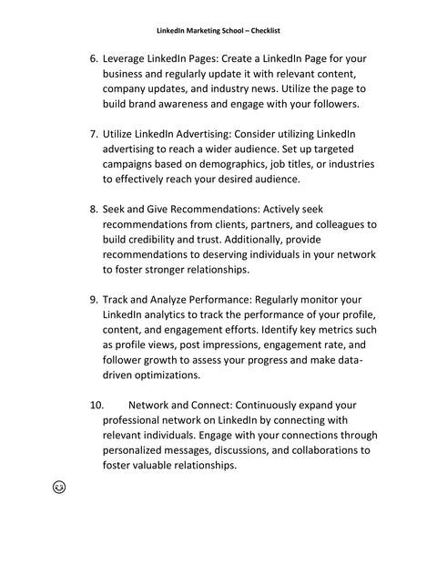 Execute and Measure LinkedIn Marketing - act sample from LinkedIn Marketing School
