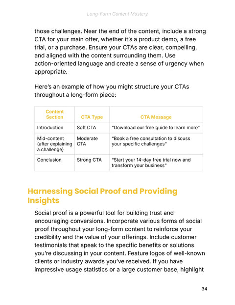 Map CTAs to Content Sections - practice sample from Long-form content