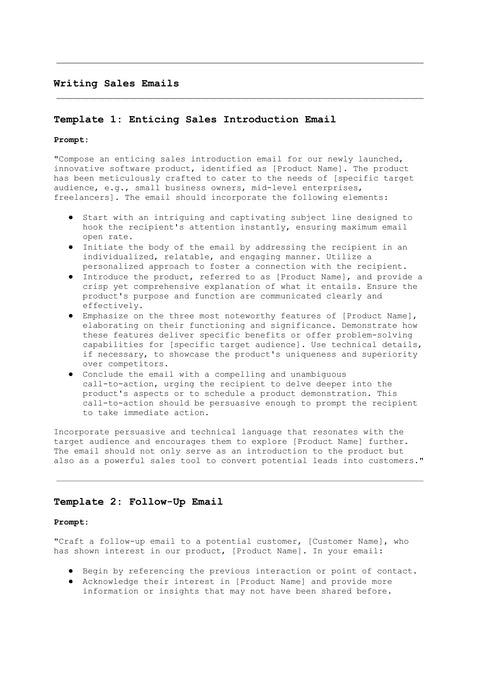 Writing Sales Emails Template 1: Enticing Sales Introduction Email - understand sample from Marketing Prompts