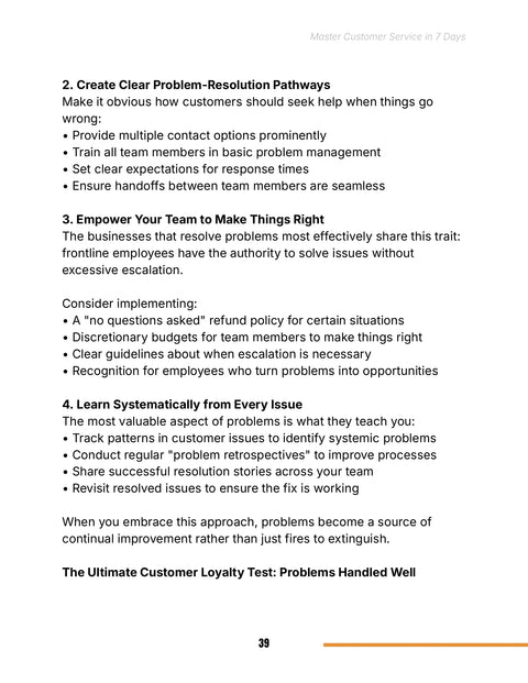 2. Create Clear Problem-Resolution Pathways - act sample from Master Customer Service in 7 Days
