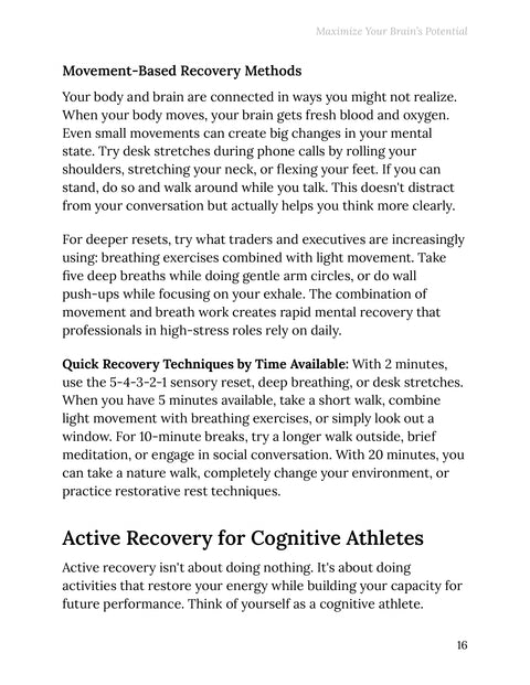 Movement-Based Recovery Methods - framework sample from Maximize Your Brain’s Potential